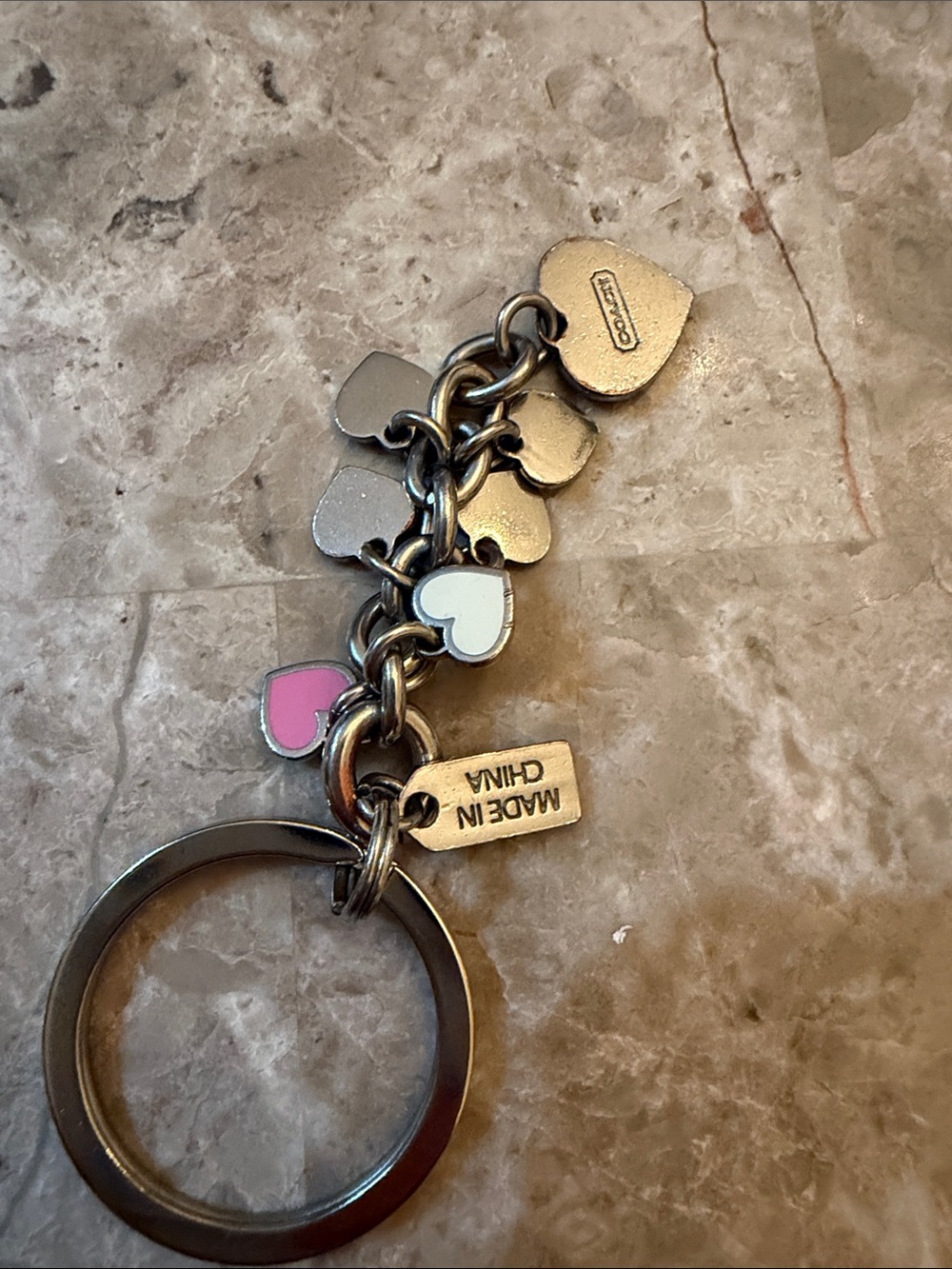 Coach Pink Multi-Heart Charm Key Ring HTF Y2K - Picture 5 of 10